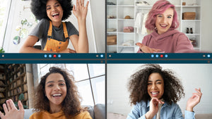 an image of a Zoom meeting with four panels with four women